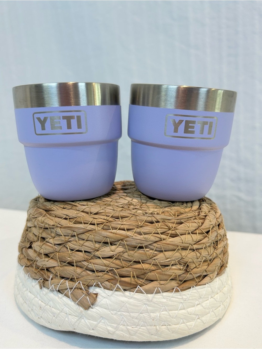 Yeti NWT "Rambler" Cosmic Lilac Pair Stainless Steel 4oz Espresso Stackable Cups